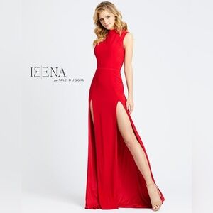 ❤️IEENA for MAC DUGGAL Sleeveless Dual Thigh High Slit Evening Gown❤️